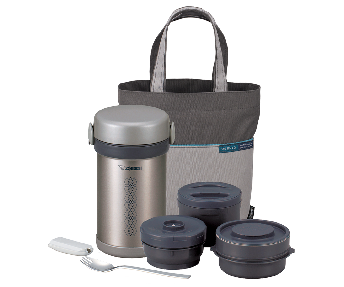 Zojirushi Mr. Bento Stainless Steel Lunch Jar Food Jar 4 Containers Thermos  Bag