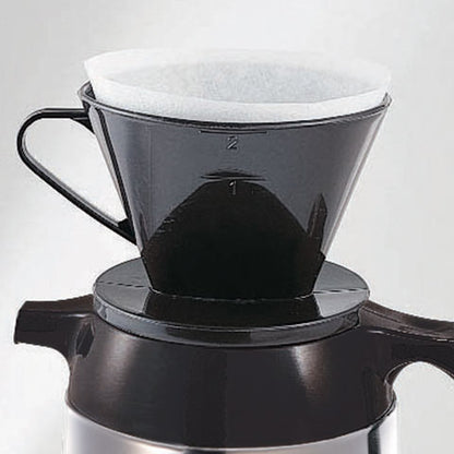 Accommodates coffee filter cones for direct brewing