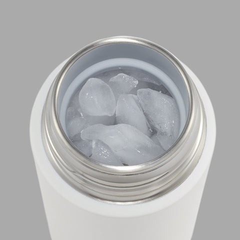 Wide mouth opening makes it easy to fill and accommodates full-sized ice cubes