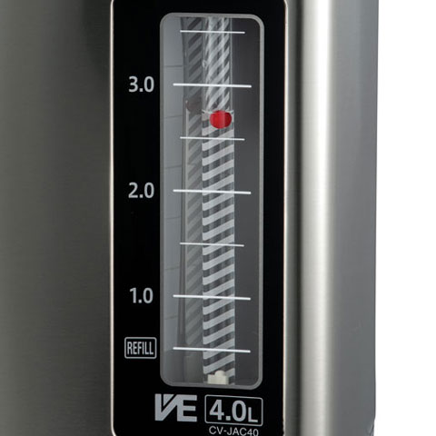 Wide window water level gauge with red ball indicator