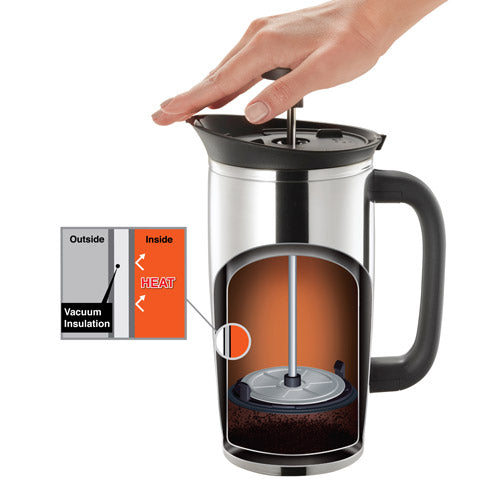 Mini French Press Coffee Maker Tea 12 oz 6Cups Camping Coffee Press Pot w/  Brush