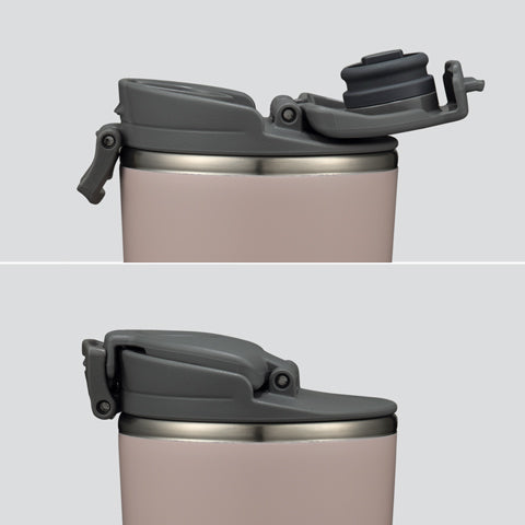 Lid stays at the open position for easy drinking and tightly closes with a lock for secured carrying